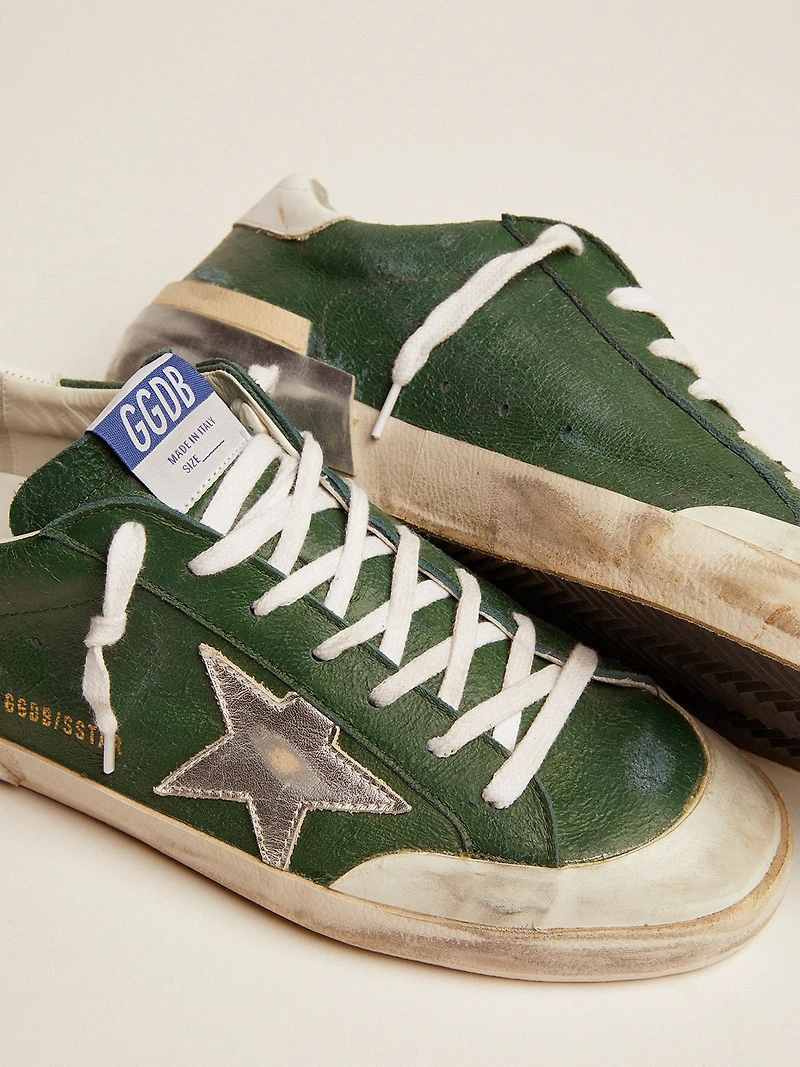 Men's Super-Star green leather and multifoxing