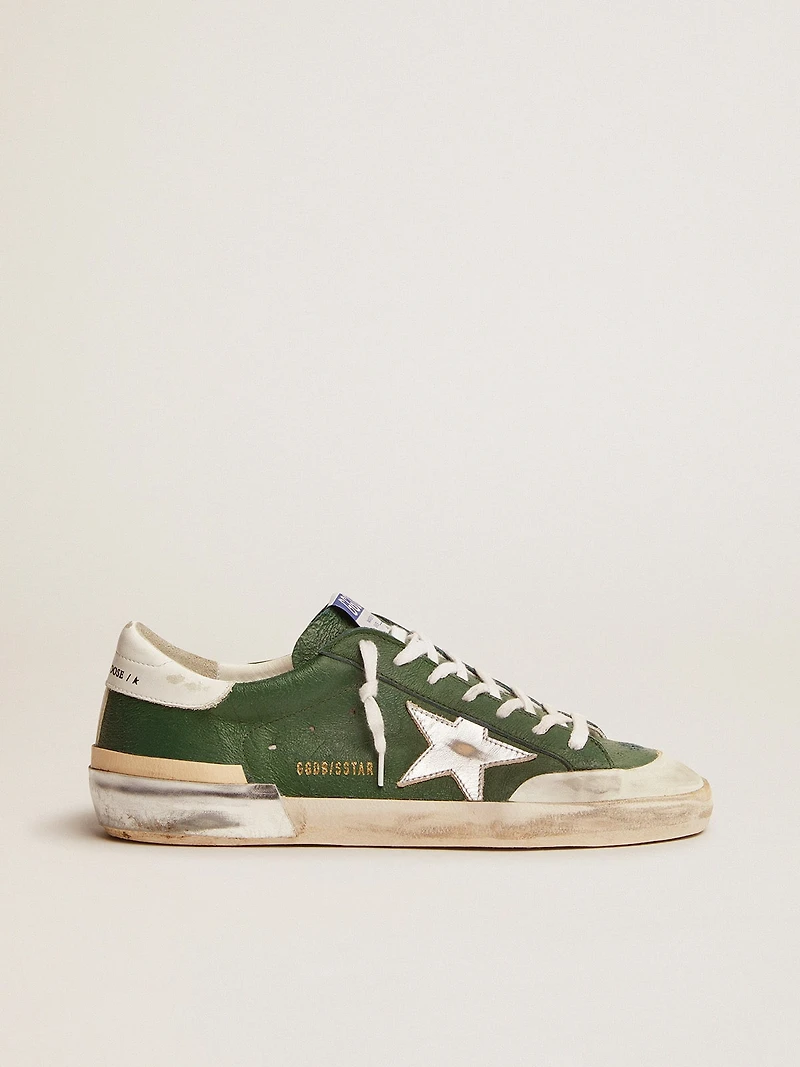 Men's Super-Star green leather and multifoxing