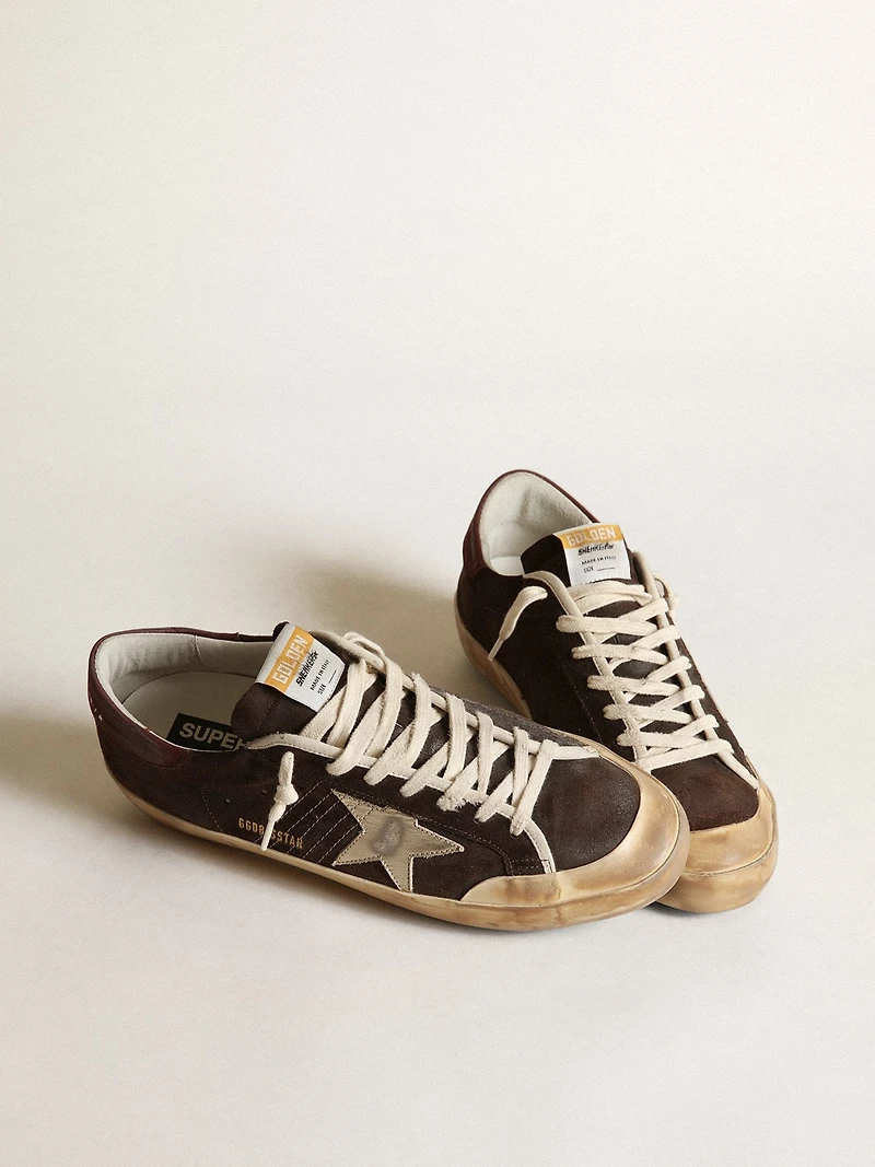 Men's Super-Star Penstar brown suede with a platinum star