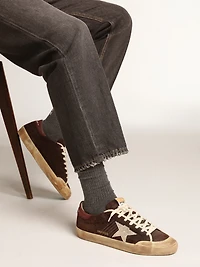 Men's Super-Star Penstar brown suede with a platinum star