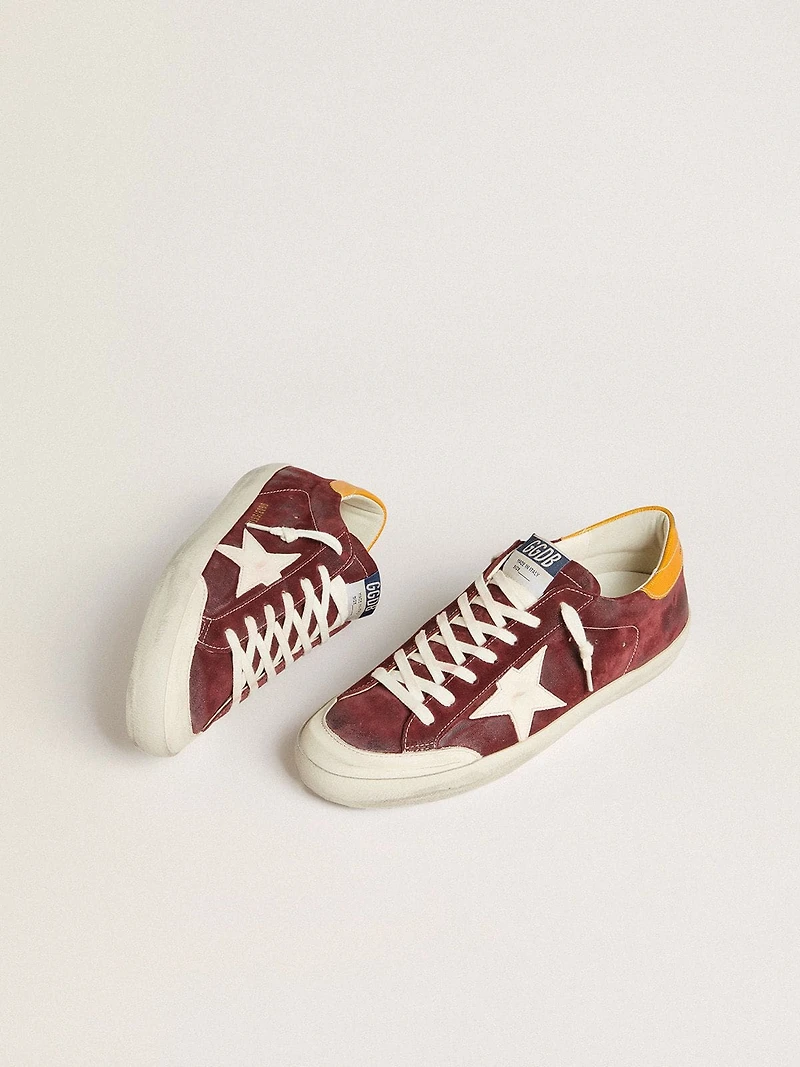Men’s Super-Star brick-red suede with white leather star and animal-print heel tab