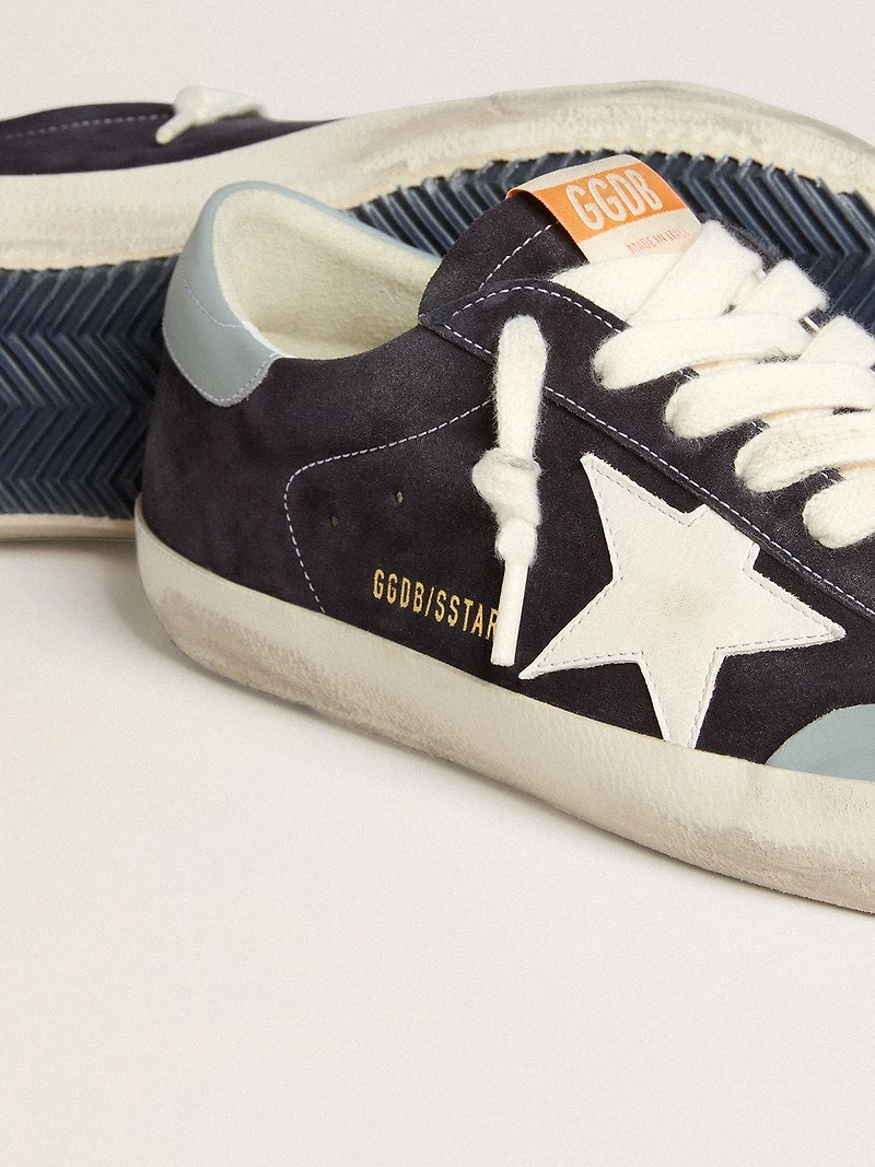 Men's Super-Star midnight-blue suede with white leather star and light blue heel tab