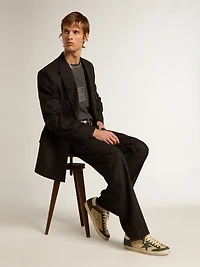 Men's Super-Star LTD cream mesh and green nappa with star