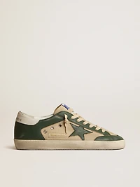 Men's Super-Star LTD cream mesh and green nappa with star
