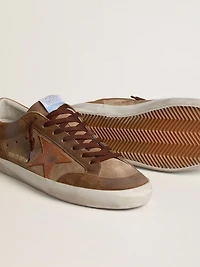Men's Super-Star brown suede with tan leather star and heel tab
