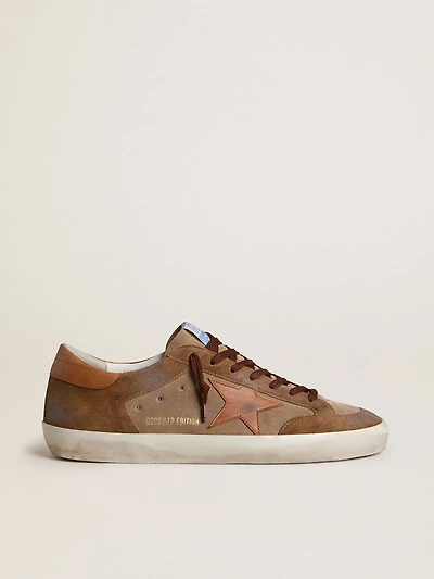 Men's Super-Star brown suede with tan leather star and heel tab