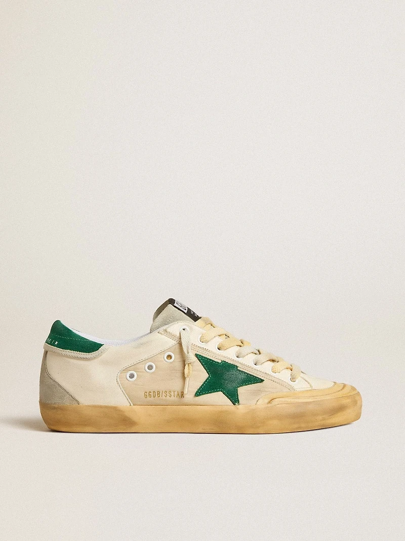 Men's Super-Star Penstar in nappa and nylon with green suede star and heel tab