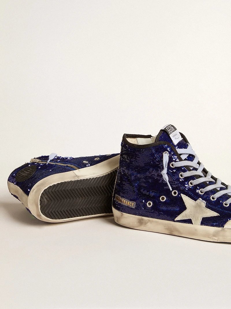 Men's Francy Penstar blue sequins with ice-gray suede star