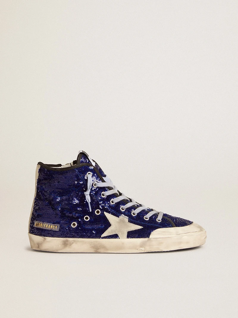 Men's Francy Penstar blue sequins with ice-gray suede star
