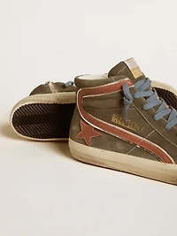 Men's Slide gray suede with brown nubuck star and flash