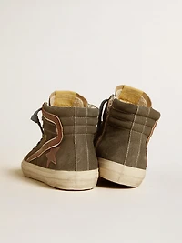 Men's Slide gray suede with brown nubuck star and flash