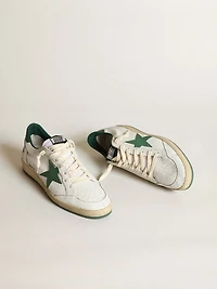 Men's Ball star white nappa leather with green and heel tab
