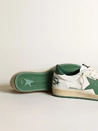 Men's Ball star white nappa leather with green and heel tab
