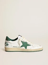 Men's Ball star white nappa leather with green and heel tab