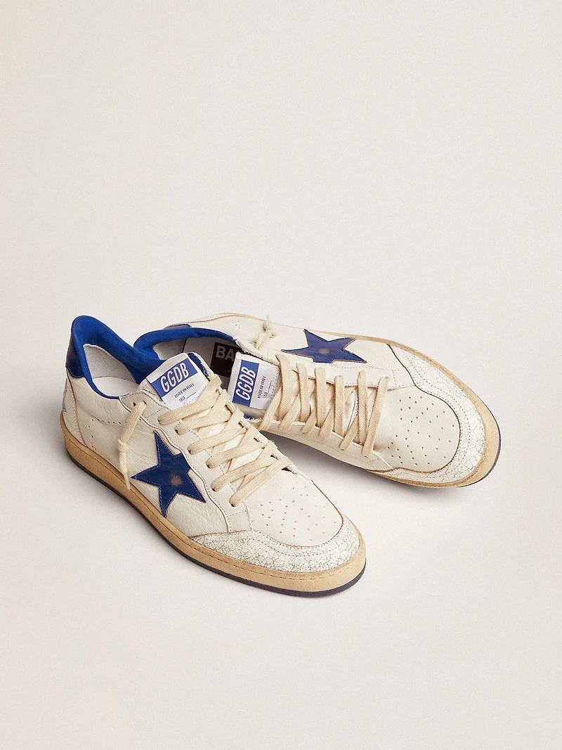 Men's Ball star white nappa with blue and heel tab