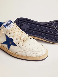 Men's Ball star white nappa with blue and heel tab