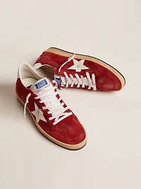 Men's Ball star dark red suede with white and heel tab