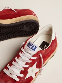 Men's Ball star dark red suede with white and heel tab