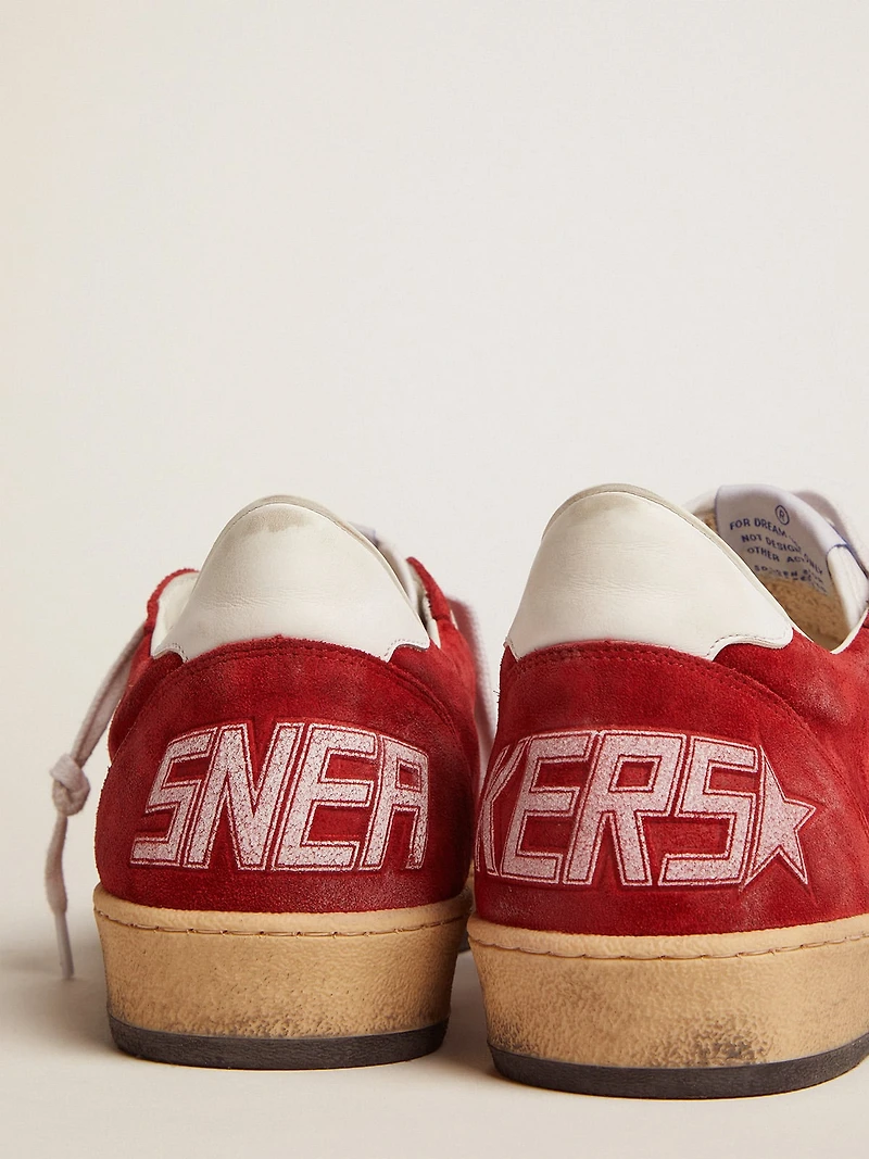 Men's Ball star dark red suede with white and heel tab