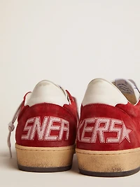 Men's Ball star dark red suede with white and heel tab