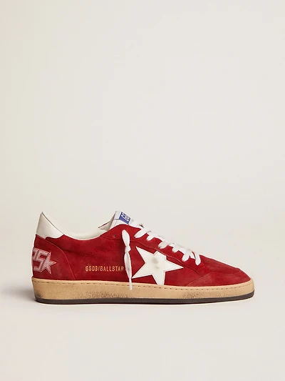 Men's Ball star dark red suede with white and heel tab