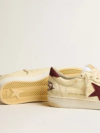 Men's Ball star beige nappa with burgundy mesh and heel tab