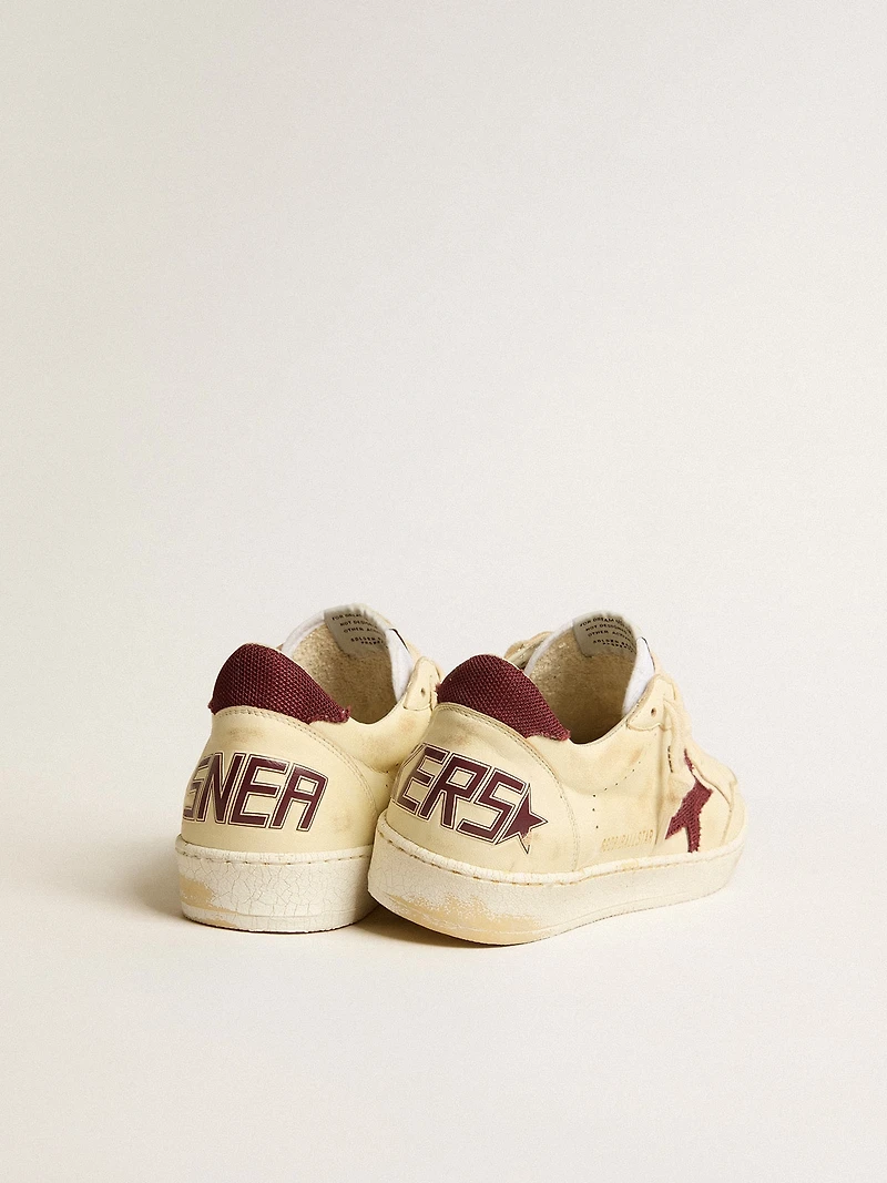 Men's Ball star beige nappa with burgundy mesh and heel tab