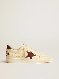Men's Ball star beige nappa with burgundy mesh and heel tab