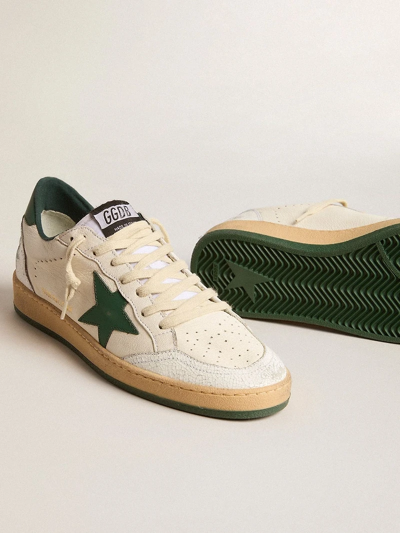 Men's Ball star Wishes white nappa leather with green and heel tab