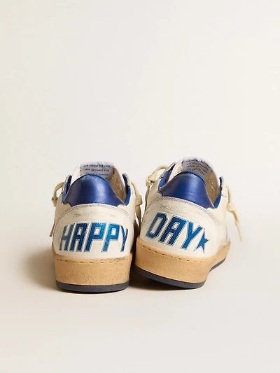 Men's Ball star Wishes white nappa leather with a bright blue and heel tab