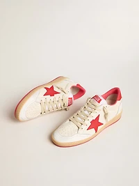 Men’s Ball star Wishes white leather with a red and heel tab