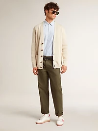 Men’s Ball star Wishes white leather with a red and heel tab