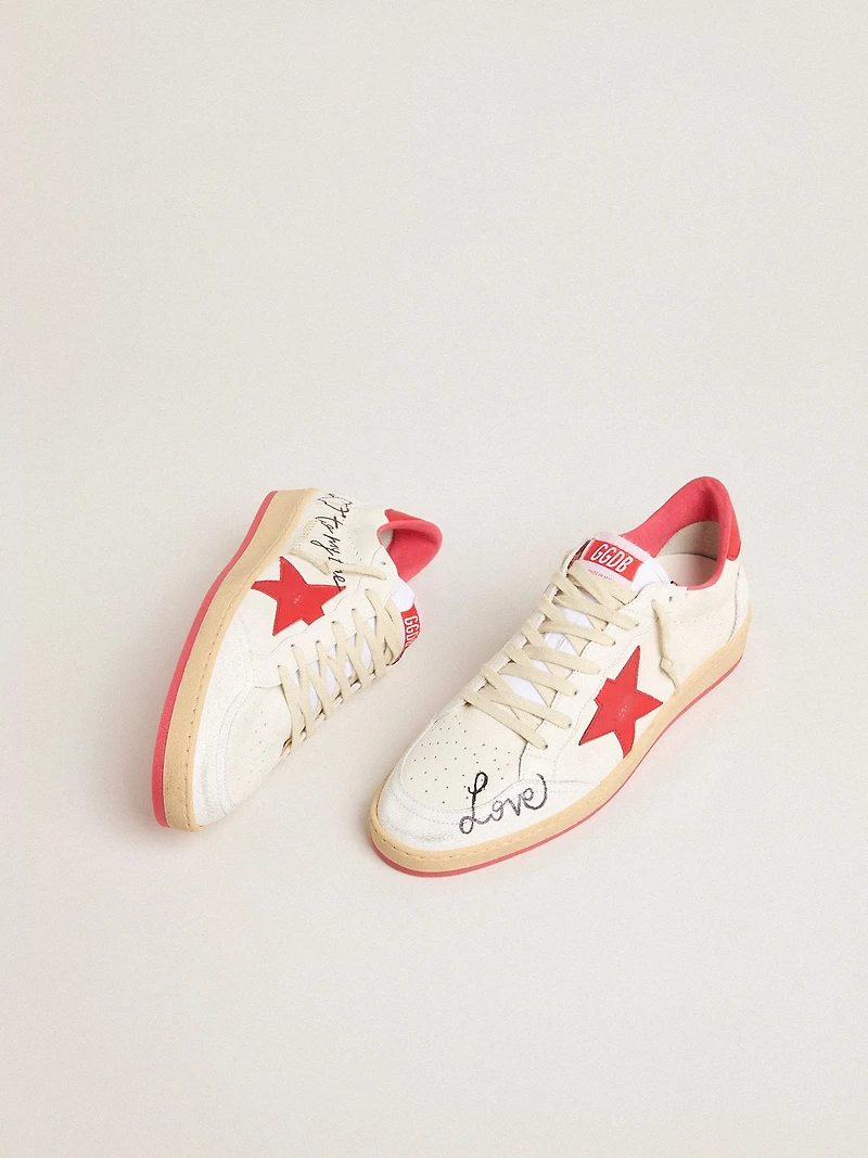 Men’s Ball star Wishes white leather with a red and heel tab