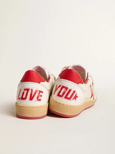 Men’s Ball star  Wishes white leather with a red and heel tab