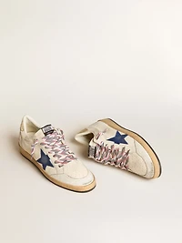 Men's Ball star nappa leather with blue suede and platinum heel tab