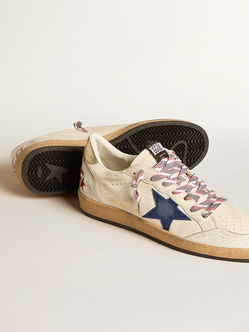 Men's Ball star nappa leather with blue suede and platinum heel tab