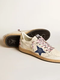 Men's Ball star nappa leather with blue suede and platinum heel tab