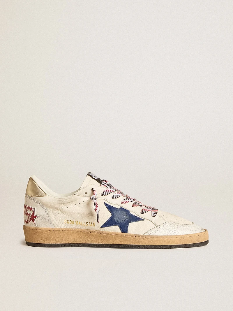 Men's Ball star nappa leather with blue suede and platinum heel tab