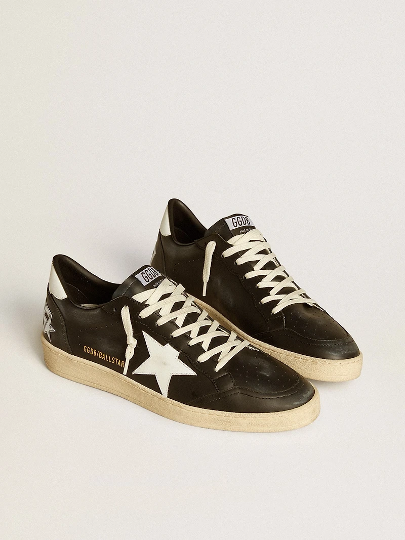 Men's Ball star black nappa with white leather and heel tab