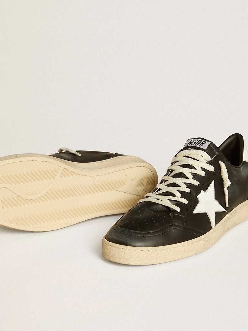 Men's Ball star black nappa with white leather and heel tab