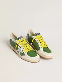 Ball star LTD green nappa leather with white suede and metallic silver heel tab