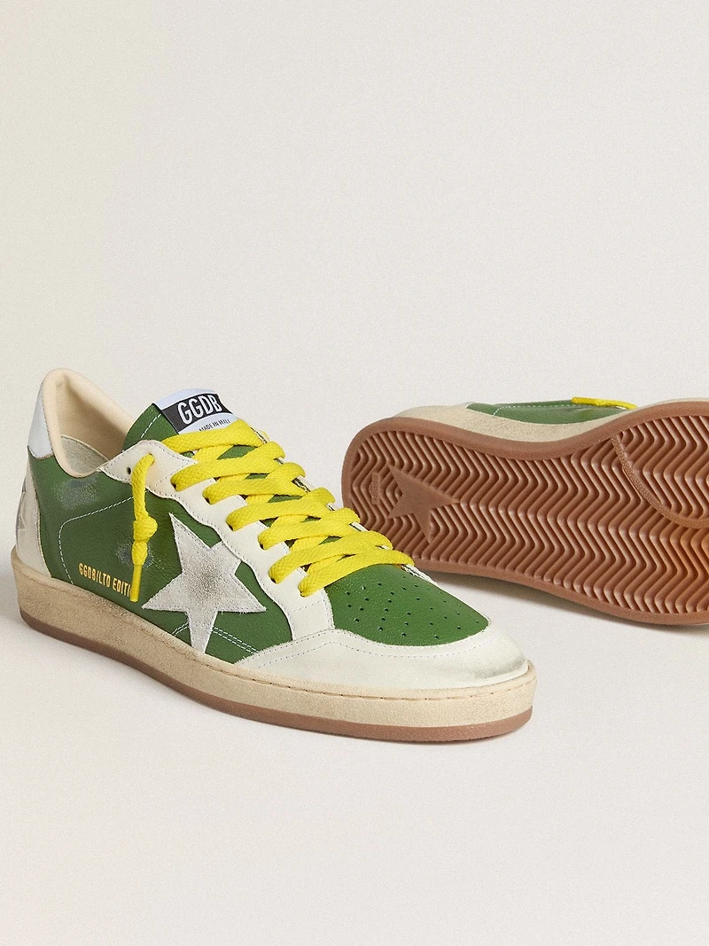 Ball star LTD green nappa leather with white suede and metallic silver heel tab