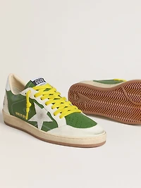 Ball star LTD green nappa leather with white suede and metallic silver heel tab