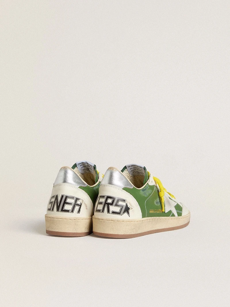 Ball star LTD green nappa leather with white suede and metallic silver heel tab