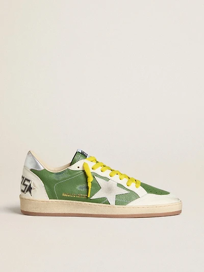 Ball star LTD green nappa leather with white suede and metallic silver heel tab