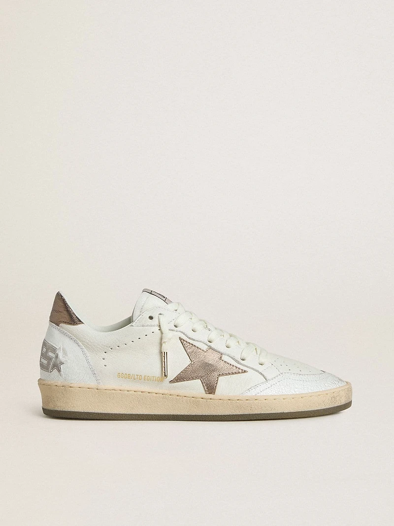 Men's Ball star white nappa leather with bronze-colored laminated and heel tab