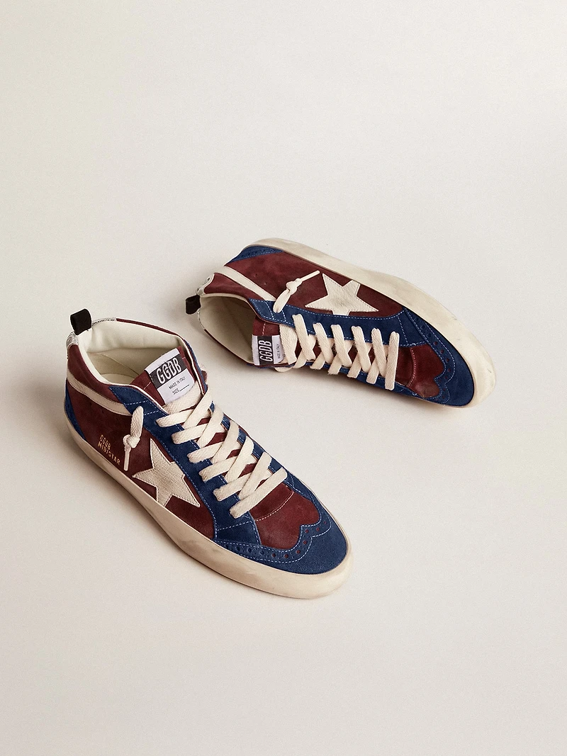 Men's Mid star wine-red suede with white nappa and flash