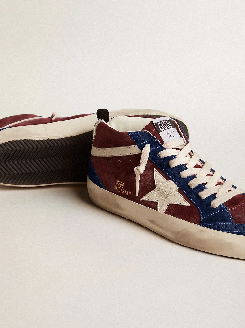 Men's Mid star wine-red suede with white nappa and flash