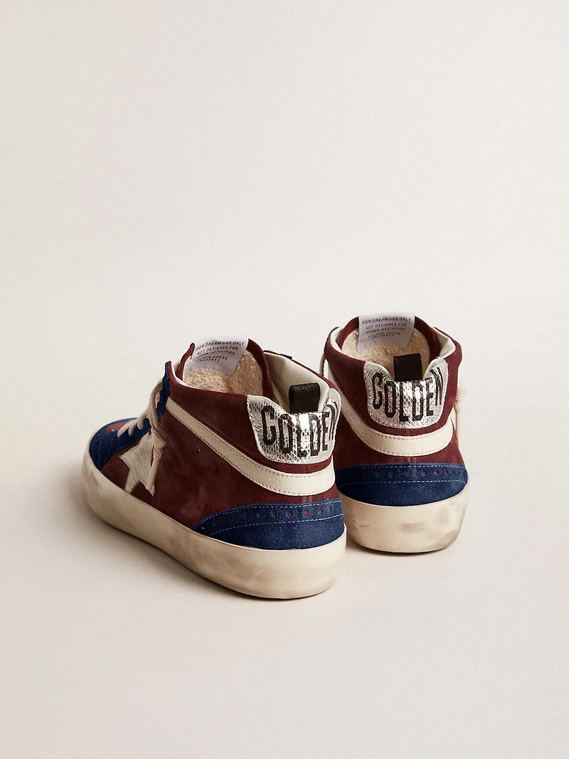 Men's Mid star wine-red suede with white nappa and flash