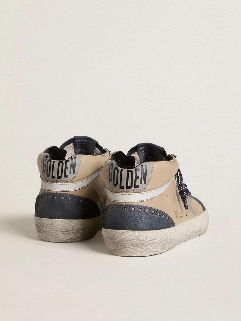 Men's Mid star beige and blue suede with gray nappa leather white flash